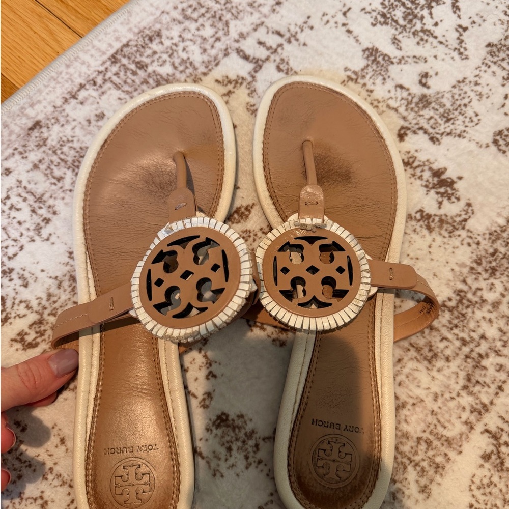Tory Burch Brown and White Sandals